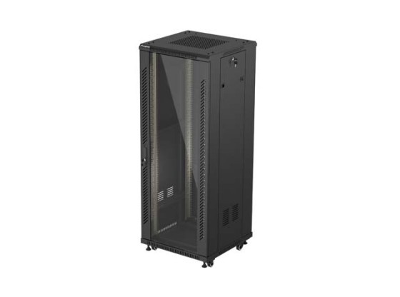 ARMADIO RACK 19" A LIBERA INSTALLAZIONE 32U/600X600 (CONFEZIONE PIATTA) CON PORTA IN VETRO NERO LANBERG