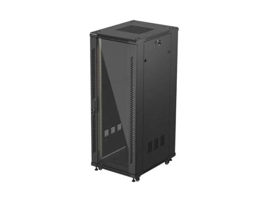 ARMADIO RACK 19" A LIBERA INSTALLAZIONE 32U/600X800 (CONFEZIONE PIATTA) CON PORTA IN VETRO NERO LANBERG