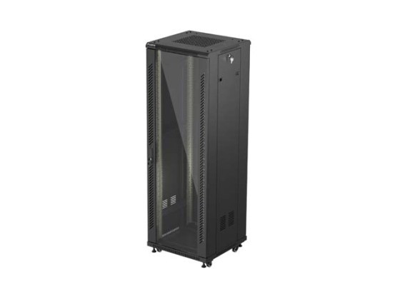 ARMADIO RACK 19" A LIBERA INSTALLAZIONE 37U/600X600 (CONFEZIONE PIATTA) CON PORTA IN VETRO NERO LANBERG