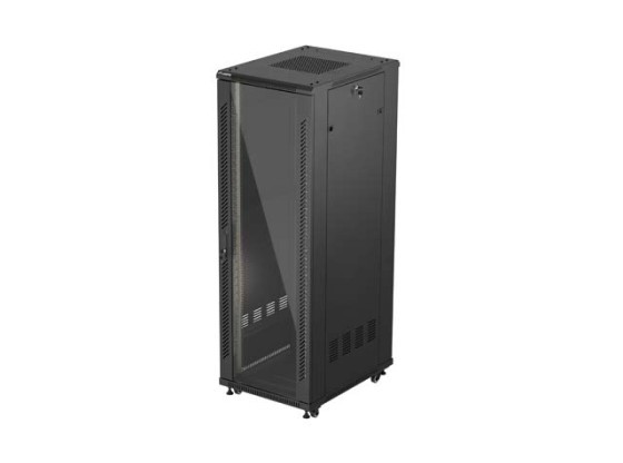 ARMADIO RACK 19" A LIBERA INSTALLAZIONE 37U/600X800 (CONFEZIONE PIATTA) CON PORTA IN VETRO NERO LANBERG