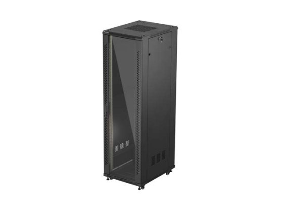 ARMADIO RACK 19" A LIBERA INSTALLAZIONE 42U/600X800 (CONFEZIONE PIATTA) CON PORTA IN VETRO NERO LANBERG