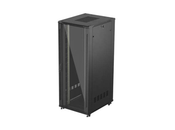 ARMADIO RACK 19" A LIBERA INSTALLAZIONE 42U/800X1000 (CONFEZIONE PIATTA) CON PORTA IN VETRO NERO LANBERG