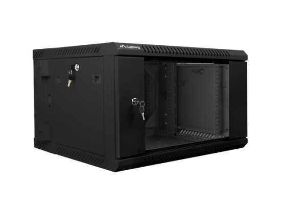 ARMADIO RACK 19" A DOPPIA SEZIONE PER MONTAGGIO A PARETE 6U/600X600 (CONFEZIONE PIATTA) NERO LANBERG