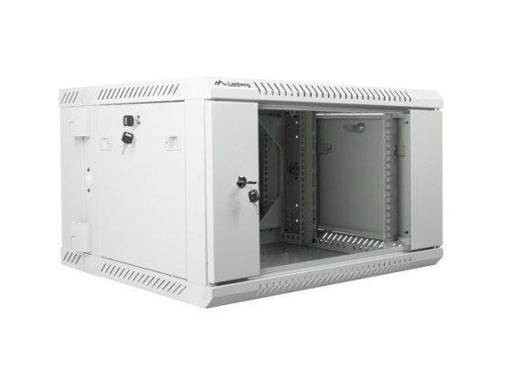 ARMADIO RACK 19" A DOPPIA SEZIONE PER MONTAGGIO A PARETE 6U/600X600 (CONFEZIONE PIATTA) GRIGIO LANBERG