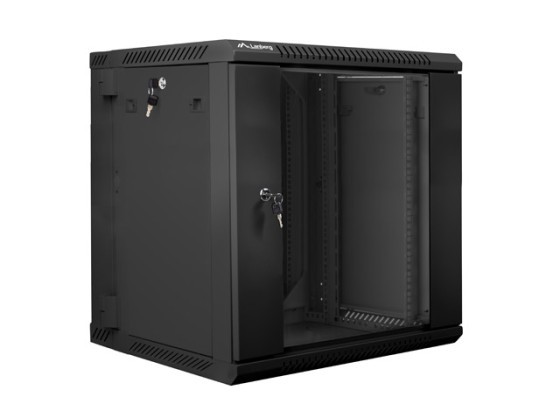 ARMADIO RACK 19" A DOPPIA SEZIONE CON MONTAGGIO A PARETE 12U/600X600 (CONFEZIONE PIATTA) NERO LANBERG