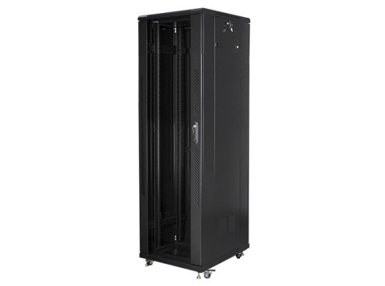 ARMADIO RACK 19" A LIBERA INSTALLAZIONE 47U/800X1000 CON PORTA IN VETRO NERO LANBERG (ASSEMBLATO)