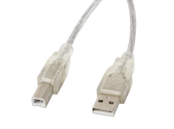 USB-A(M)-&gt;USB-B(M) 2.0 CAVO 1,8M TRASPARENTE IN FERRITE LANBERG