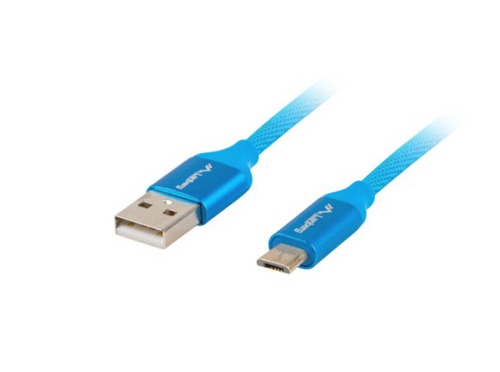 CAVO USB MICRO(M)-&gt;USB-A(M) 2.0 1,8M BLU PREMIUM QC 3.0 LANBERG