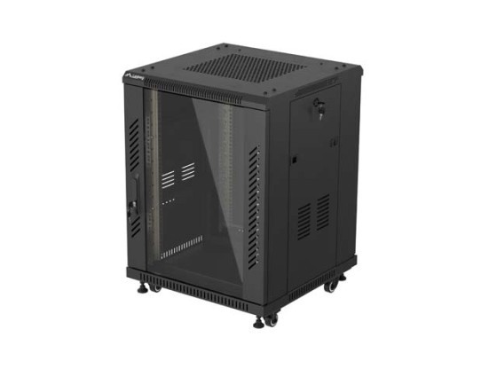 RACK DI INSTALLAZIONE 19" 15U 600X600 NERO CON PORTA IN VETRO LANBERG (CONFEZIONE PIATTA)