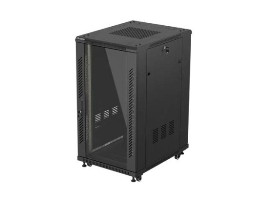 ARMADIO RACK 19" 22U 600X800 NERO PORTA VETRO LANBERG (CONFEZIONE PIATTA)