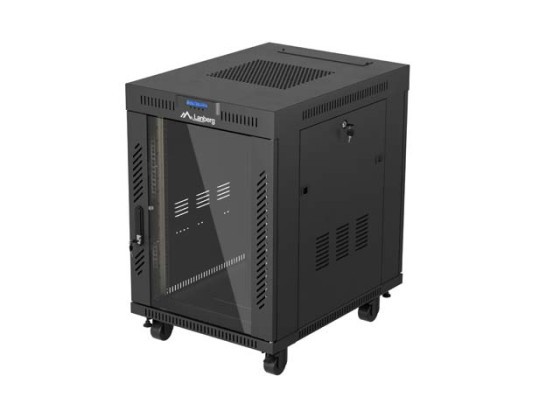 ARMADIO RACK 19" FREE-STANDING 15U/600X800 (CONFEZIONE PIATTA) CON PORTA IN VETRO LCD NERO LANBERG V2