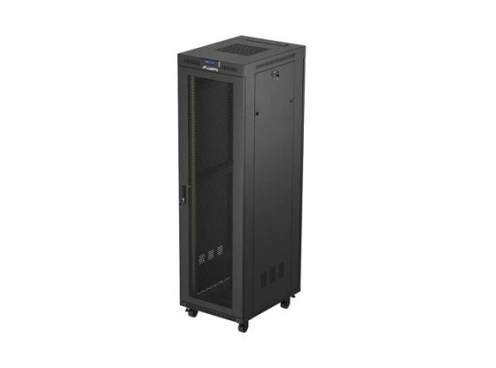 ARMADIO RACK 19" A LIBERA INSTALLAZIONE 42U/600X800 (CONFEZIONE PIATTA) CON PORTA A RETE LCD NERO LANBERG V2