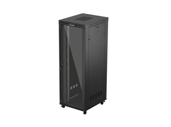 ARMADIO RACK 19" A LIBERA INSTALLAZIONE 47U/800X1000 (CONFEZIONE PIATTA) CON PORTA IN VETRO LCD NERO LANBERG V2