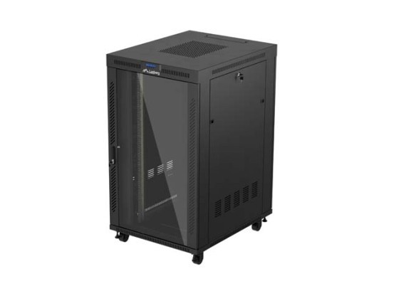 ARMADIO RACK 19" FREE-STANDING 27U/800X1000 (CONFEZIONE PIATTA) CON PORTA IN VETRO LCD NERO LANBERG V2