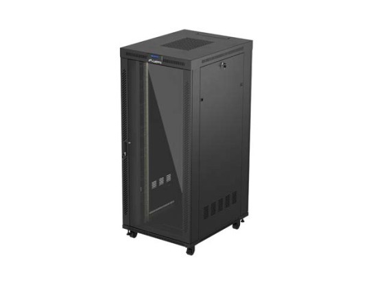 ARMADIO RACK 19" A LIBERA INSTALLAZIONE 37U/800X1000 (CONFEZIONE PIATTA) CON PORTA IN VETRO LCD NERO LANBERG V2