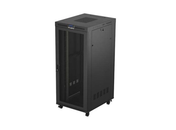 ARMADIO RACK 19" A LIBERA INSTALLAZIONE 37U/800X1000 (CONFEZIONE PIATTA) NERO CON PORTA IN VETRO LCD LANBERG V2