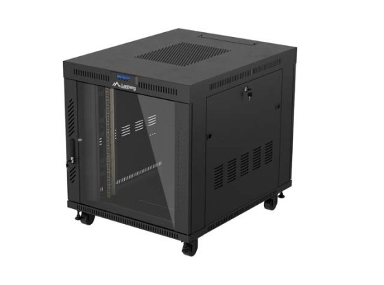ARMADIO RACK 19" FREE-STANDING 15U/800X1000 (CONFEZIONE PIATTA) CON PORTA IN VETRO LCD NERO LANBERG V2