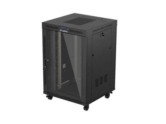 ARMADIO RACK 19" FREE-STANDING 22U/800X800 (CONFEZIONE PIATTA) CON PORTA IN VETRO LCD NERO LANBERG V2