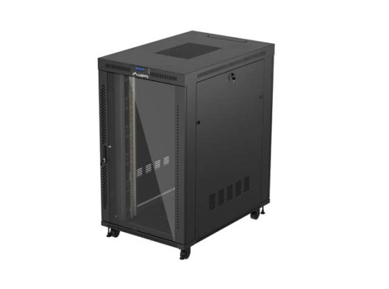 ARMADIO RACK 19" A LIBERA INSTALLAZIONE 27U/800X1200 (CONFEZIONE PIATTA) CON PORTA IN VETRO LCD NERO LANBERG