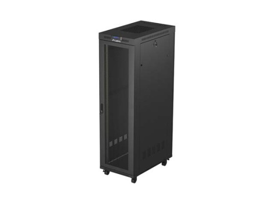 ARMADIO RACK 19" INDIPENDENTE 42U/600X1000 (CONFEZIONE PIATTA) CON PORTA A RETE LCD NERO LANBERG V2