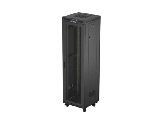 ARMADIO RACK 19" A LIBERA INSTALLAZIONE 42U/600X600 (CONFEZIONE PIATTA) CON PORTA A RETE LCD NERO LANBERG V2
