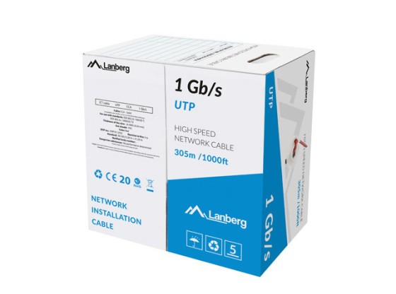 CAVO LAN 1GB/S 305M SOLIDO CCA ROSSO LANBERG