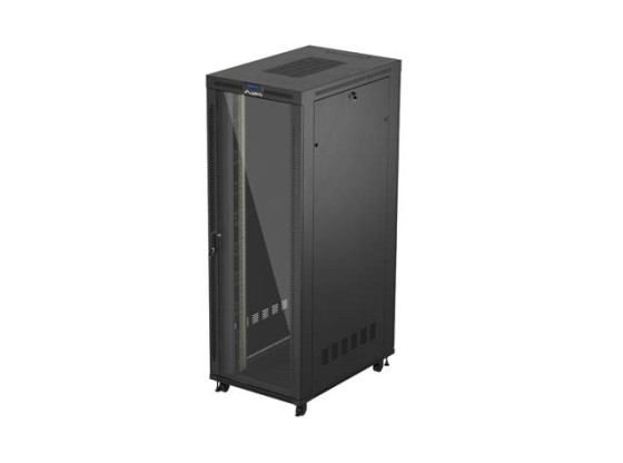 ARMADIO PER INSTALLAZIONE A RACK 19" 47U 800X1200 NERO PORTA VETRO LCD LANBERG (CONFEZIONE PIATTA) V2