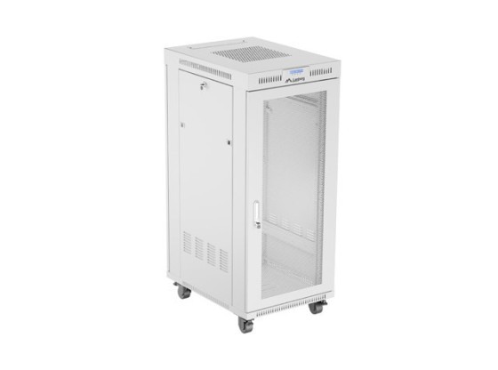 ARMADIO PER INSTALLAZIONE A RACK 19" 27U 600X800 GRIGIO LCD PORTA PERFORATA LANBERG (CONFEZIONE PIATTA)