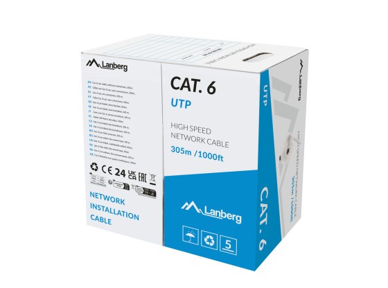LAN UTP CAT.6 305M FILO CCA GRIGIO FLUKE PASSATO LANBERG
