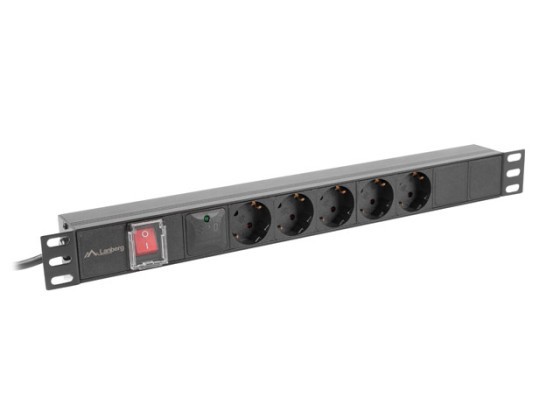 CIABATTA RACK PDU 19" LANBERG 1U 16A 5X 230V SCHUKO 2M NERO