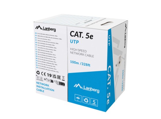 LAN UTP CAT.5E 100M CU FILO GRIGIO CPR + FLUKE SUPERATO LANBERG