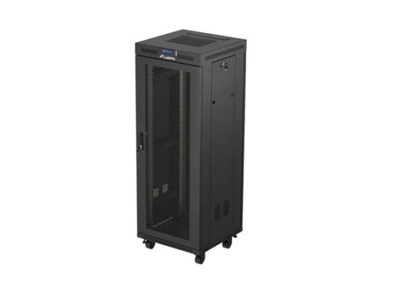 ARMADIO PER INSTALLAZIONE A RACK 19" 32U 600X600 NERO LCD PORTA PERFORATA LANBERG (CONFEZIONE PIATTA)
