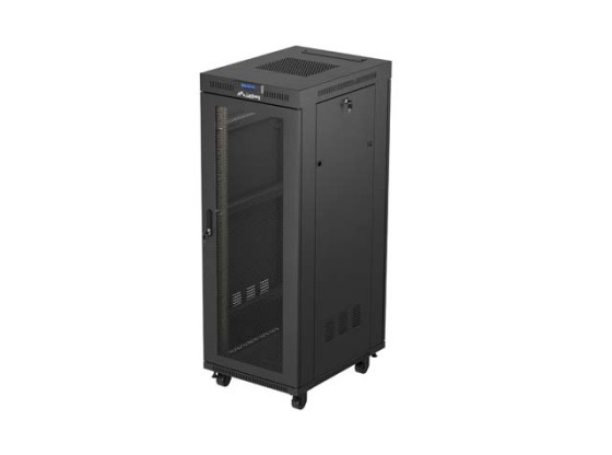 ARMADIO PER INSTALLAZIONE A RACK 19" 32U 600X800 NERO LCD PORTA PERFORATA LANBERG (CONFEZIONE PIATTA)