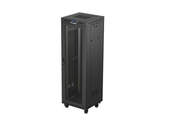 ARMADIO PER INSTALLAZIONE A RACK 19" 37U 600X600 NERO LCD PORTA PERFORATA LANBERG (CONFEZIONE PIATTA)