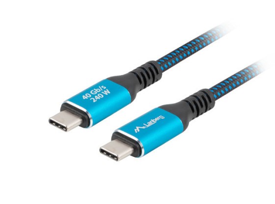CAVO USB-C M/M USB4 0,5M 240W 8K 60HZ NERO-BLU LANBERG
