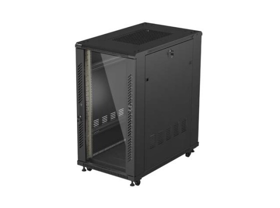 RACK DI INSTALLAZIONE 19" 22U 600X1000 NERO LANBERG PORTA IN VETRO (CONFEZIONE PIATTA)
