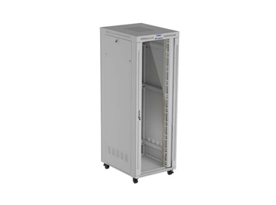 ARMADIO PER INSTALLAZIONE A RACK 19" 47U 800X1000 GRIGIO PORTA IN VETRO LCD LANBERG (CONFEZIONE PIATTA) V2