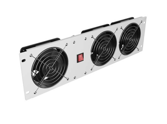 PANNELLO DI VENTILAZIONE VERTICALE 19" 3U PER RACK TRE VENTOLE 230V GRIGIO LANBERG