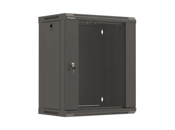 RACK DI INSTALLAZIONE 19" 12U 540X350 NERO CON PORTA IN VETRO LANBERG (CONFEZIONE PIATTA)