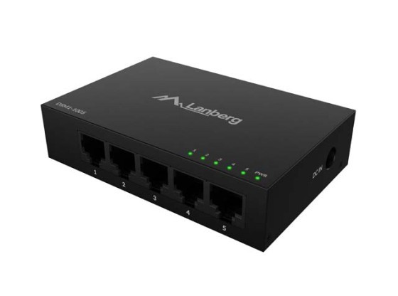 SWITCH LANBERG DSM1-1005 5X 1GB/S UNMANAGED GIGABIT ETHERNET DESKTOP 12V (CONTENITORE METALLICO)