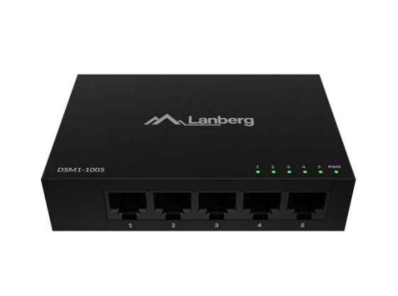SWITCH LANBERG DSM1-1005 5X 1GB/S UNMANAGED GIGABIT ETHERNET DESKTOP 12V (CONTENITORE METALLICO)