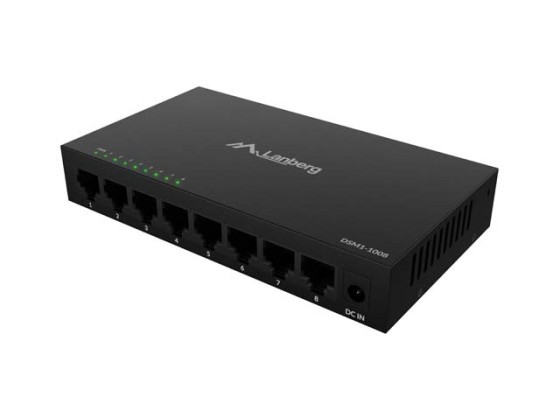 SWITCH LANBERG DSM1-1008 8X 1GB/S UNMANAGED GIGABIT ETHERNET DESKTOP 12V (CONTENITORE METALLICO)