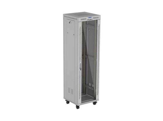 ARMADIO RACK 19" 42U 600X600 GRIGIO PORTA VETRO LCD LANBERG (CONFEZIONE PIATTA) V2