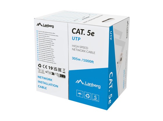 CAVO LAN CAT.5E UTP 305M SOLID CU LSZH GREY CPR + FLUKE PASSED LANBERG