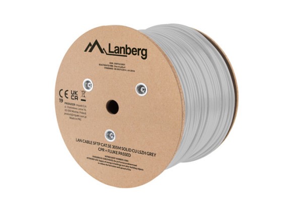 CAVO LAN CAT.5E SFTP 305M SOLID CU LSZH GREY CPR + FLUKE PASSED LANBERG