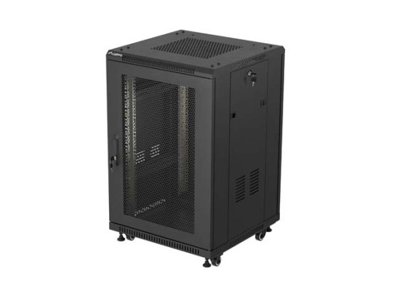 ARMADIO RACK DA 19" AUTOPORTANTE 18U/600X600 (KIT DI MONTAGGIO) CON PORTA IN RETE NERA LANBERG