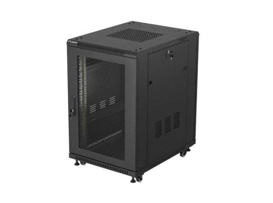 ARMADIO RACK 19" AUTOPORTANTE 18U/600X800 (KIT DI MONTAGGIO) CON PORTA IN RETE NERA LANBERG