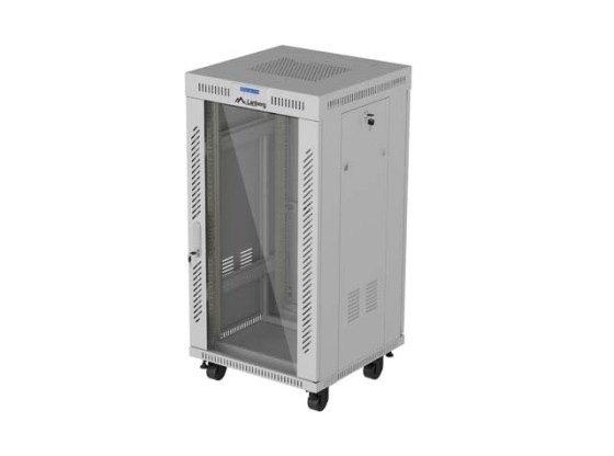 ARMADIO RACK DA 19" AUTOPORTANTE 22U/600X600 (KIT DI MONTAGGIO) CON PORTA IN VETRO LCD GRIGIO LANBERG V2