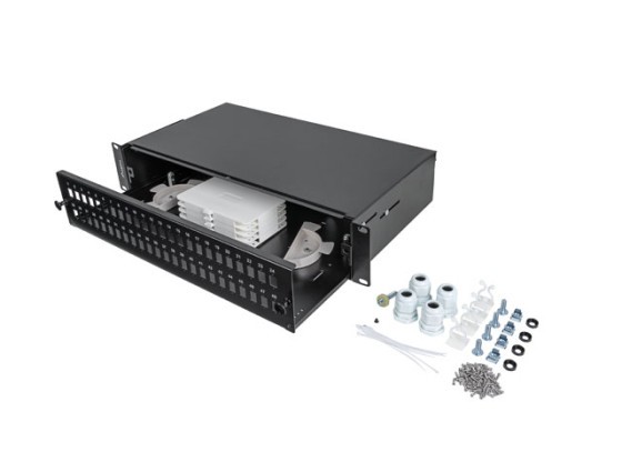 PANNELLO DI COLLEGAMENTO IN FIBRA OTTICA LANBERG 19" 2U PER MONTAGGIO SU RACK 48XSC SIMPLEX/48XLC DUPLEX NERO + ACCESSORI