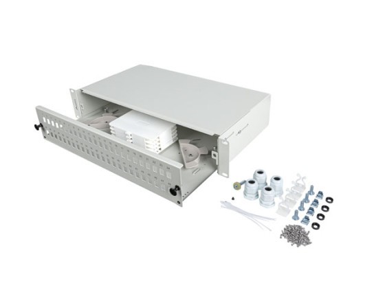 PANNELLO DI COLLEGAMENTO IN FIBRA OTTICA LANBERG DA 19" 2U PER MONTAGGIO SU RACK 48XSC SIMPLEX/48XLC DUPLEX GRIGIO + ACCESSORI